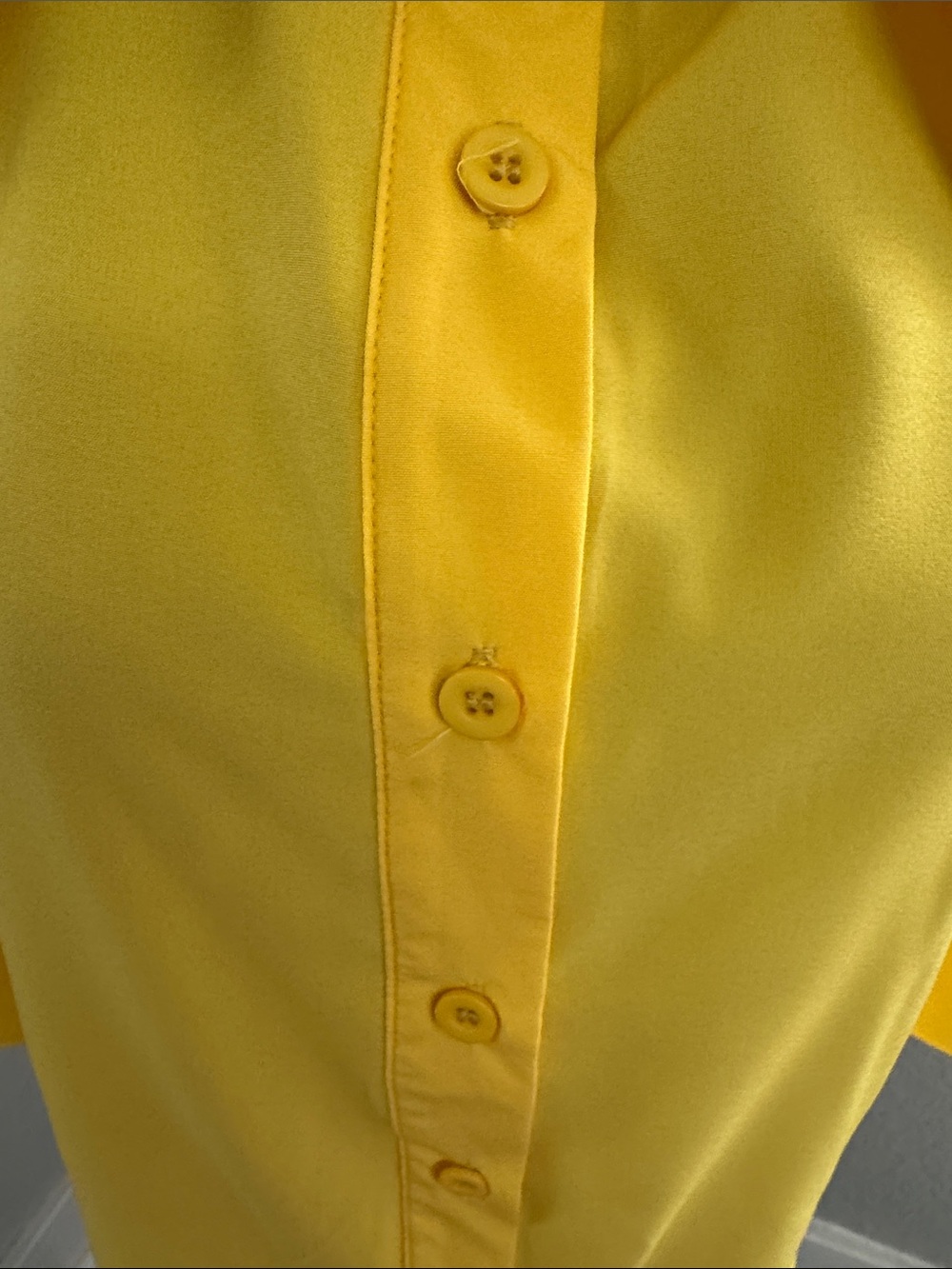 Yellow Puff Sleeve Button-Down Blouse - Picture 4 of 7